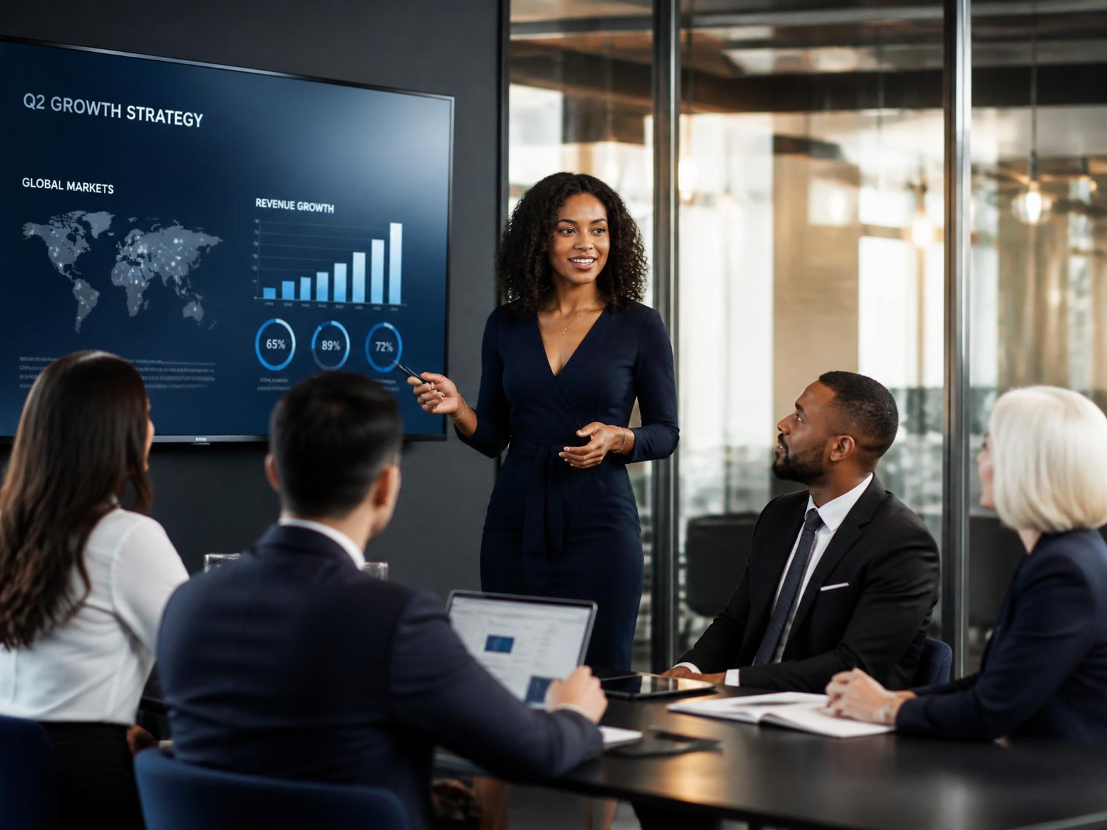 AIRA, LLC consultants presenting a revenue growth strategy to a client team